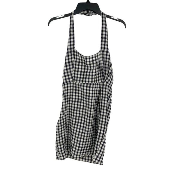 ASOS Design Halter Knot Detail Mini Sundress Navy Gingham Size 6 NWOT - Picture 2 of 6